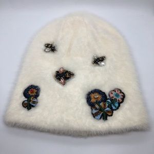 Sleeping on snow fuzzy winter beanie hat bees